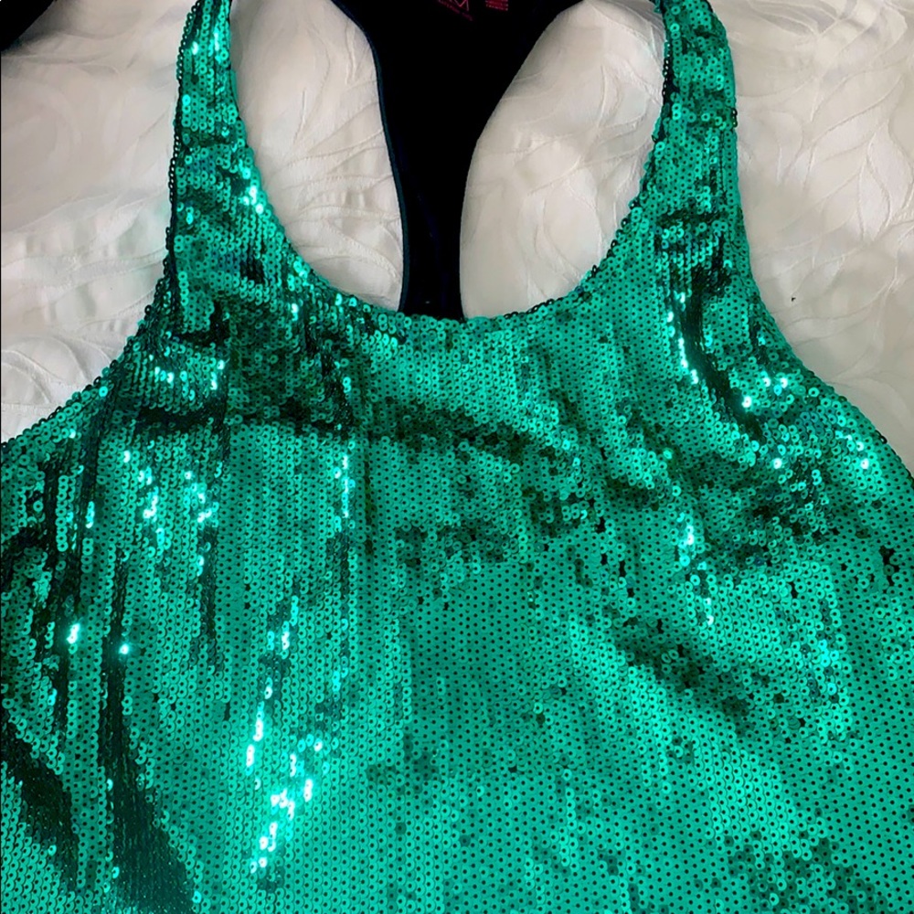 Emerald green sequin tank
